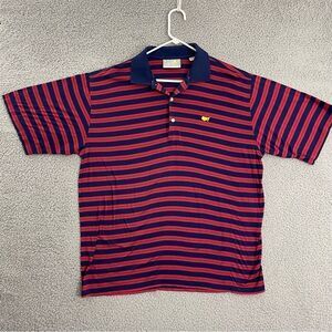 Masters Polo Men L Navy Red Augusta National Golf Short‎ Sleeve Shirt